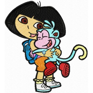 Dora the Explorer and Funny Monkey embroidery design - Embroidery Design