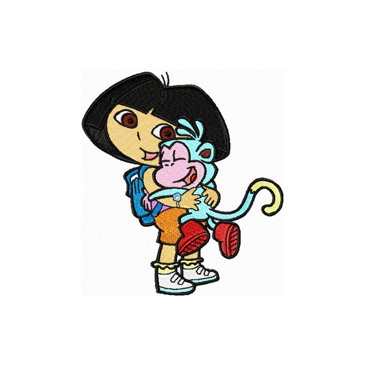 Dora the Explorer and Funny Monkey embroidery design - Embroidery Design