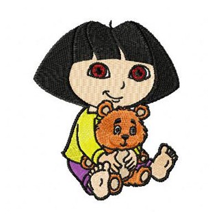 Dora the Explorer with Bear embroidery design - Embroidery Design