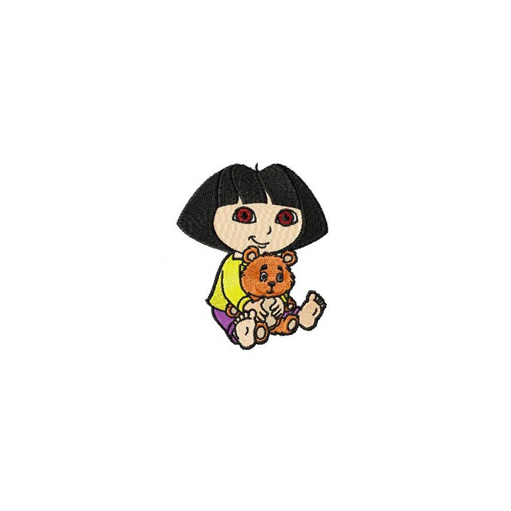 Dora the Explorer with Bear embroidery design - Embroidery Design