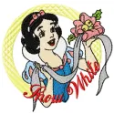 Snow White likes flower embroidery design preview showing stitched character with floral details
