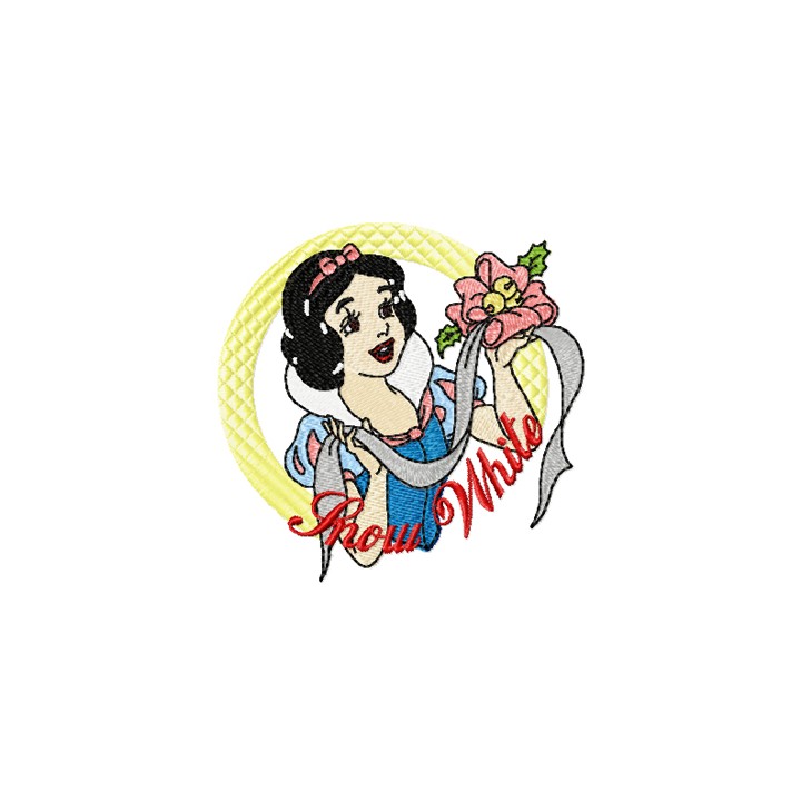 Snow White likes flower embroidery design - Embroidery Design