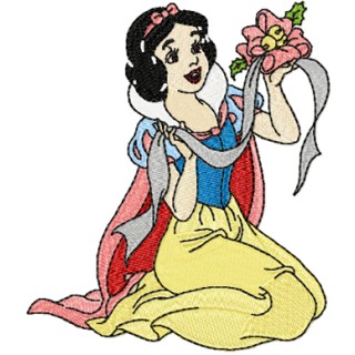 Snow White with flower embroidery design - Embroidery Design