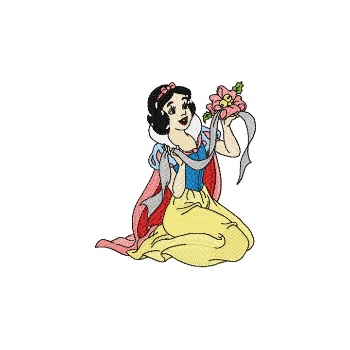 Snow White with flower embroidery design - Embroidery Design
