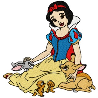 Snow White with friends  embroidery design - Embroidery Design