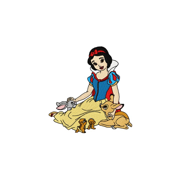 Snow White with friends  embroidery design - Embroidery Design