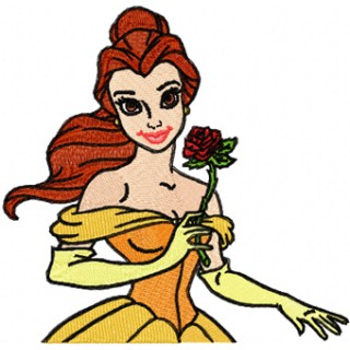 Belle with rose embroidery design - Embroidery Design