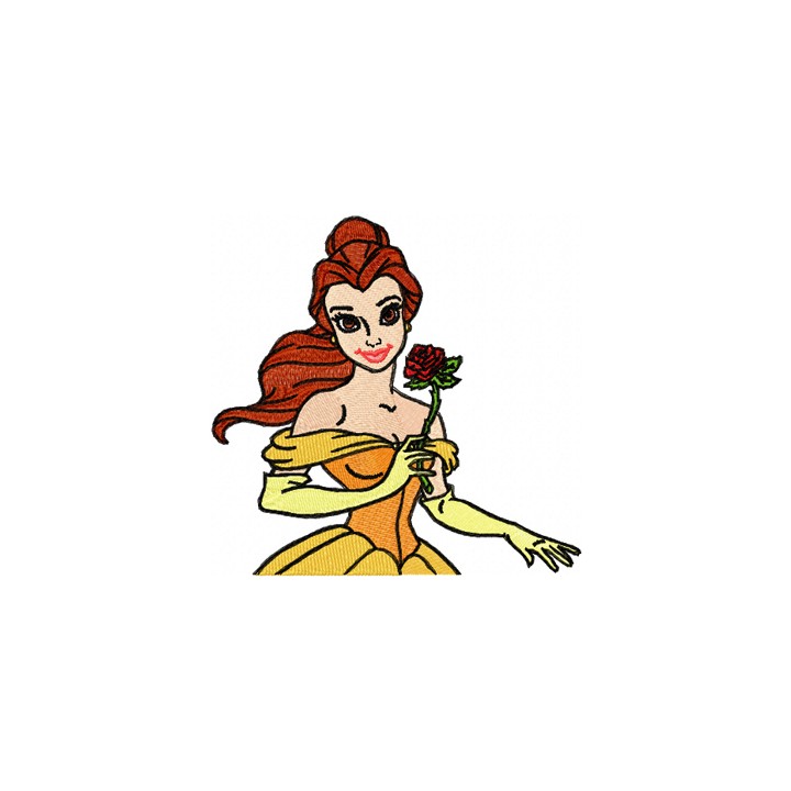 Belle with rose embroidery design - Embroidery Design