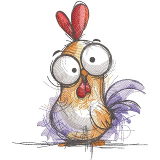 Rooster bright sketch embroidery design - Embroidery Design