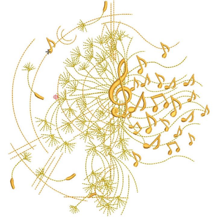 Dandelion music treble clef embroidery design - Embroidery Design
