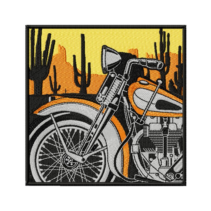 Retro Vintage Moto Racing label embroidery design - Embroidery Design