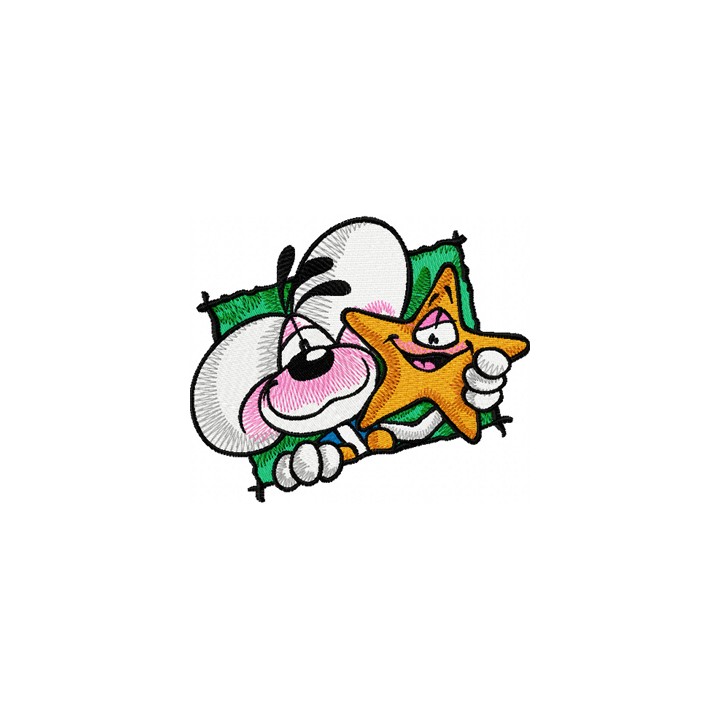 Diddl and sea star embroidery design - Embroidery Design