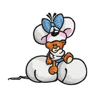 Diddl with toy embroidery design - Embroidery Design