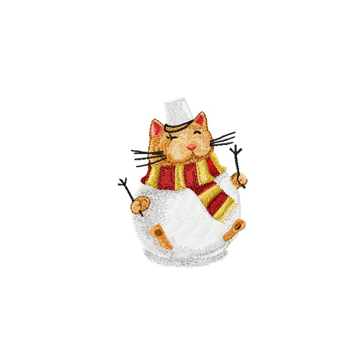 Snowman Christmas Cat  embroidery design - Embroidery Design