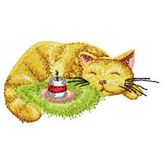 Christmas Cat sleep small embroidery design - Embroidery Design