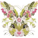 Floral Easter Bunny embroidery design featuring a cute bunny surrounded by colorful flowers.