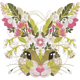 Floral Easter Bunny embroidery design - Embroidery Design