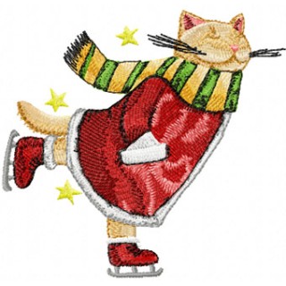 Cat skating  embroidery design - Embroidery Design