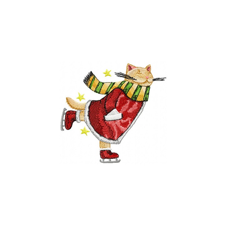 Cat skating  embroidery design - Embroidery Design