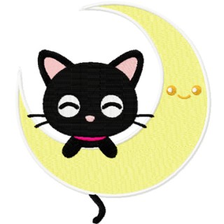 Chococat and moon embroidery design - Embroidery Design