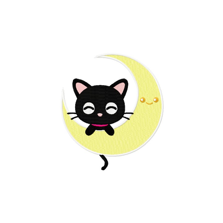 Chococat and moon embroidery design - Embroidery Design