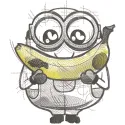 Minion banana sketch embroidery design featuring a playful Minion character with a banana.