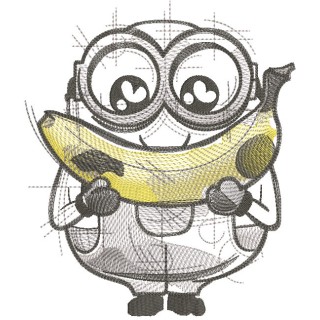 Minion banana sketch embroidery design - Embroidery Design