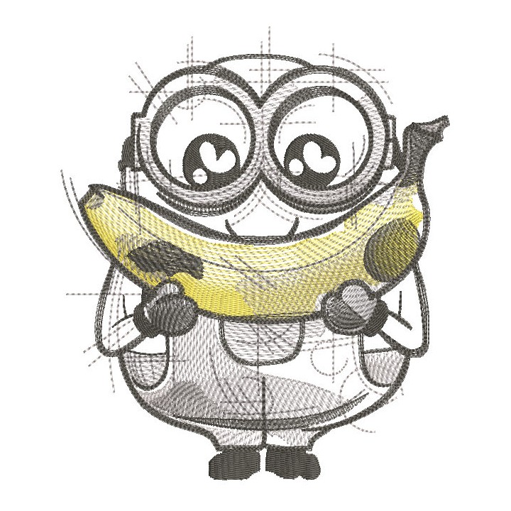 Minion banana sketch embroidery design - Embroidery Design