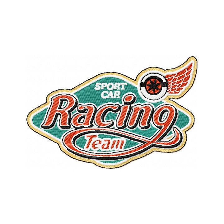 Racing Team Sport car label embroidery design - Embroidery Design