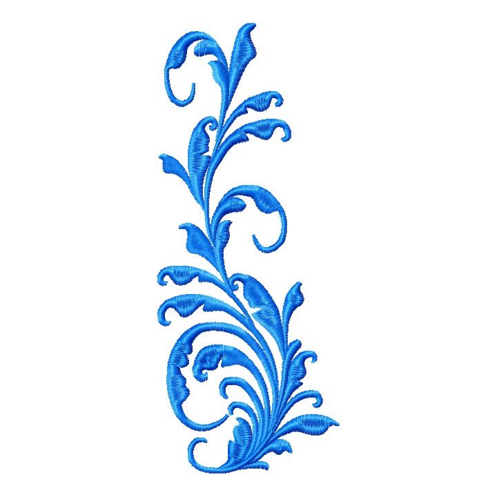 Blue Flowers element embroidery design - Embroidery Design