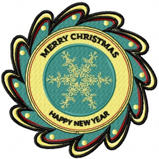Merry Christmas badge embroidery design - Embroidery Design