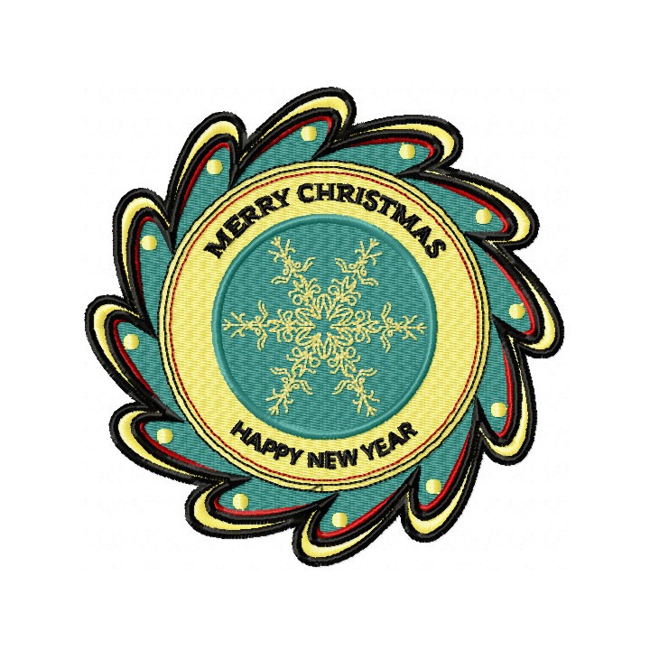 Merry Christmas badge embroidery design - Embroidery Design