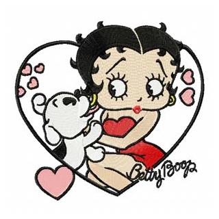 Betty Boop with dog embroidery design - Embroidery Design