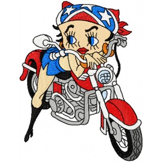 Betty Boop biker embroidery design - Embroidery Design