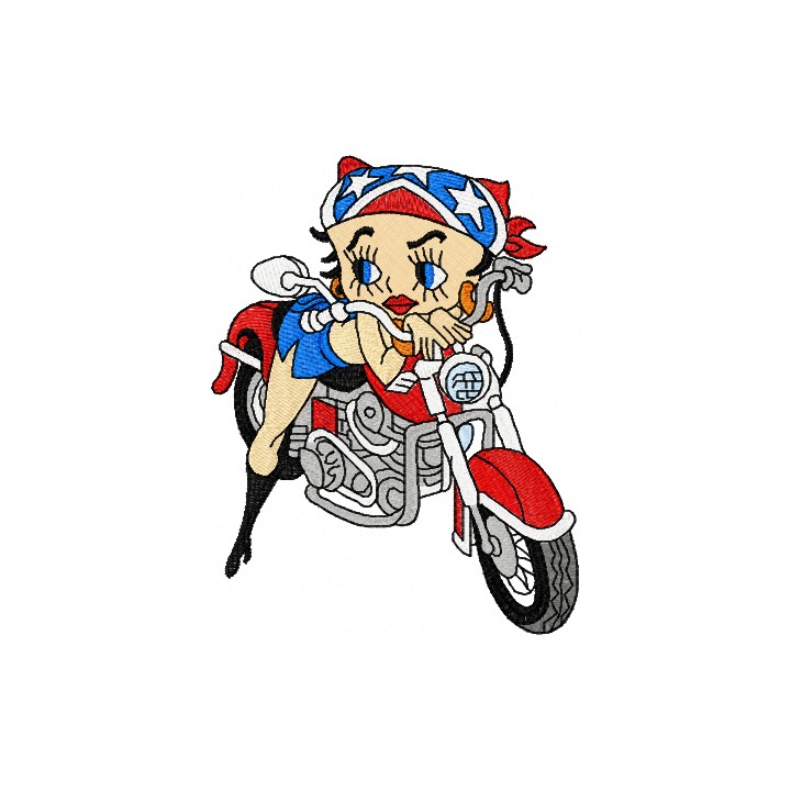 Betty Boop biker embroidery design - Embroidery Design