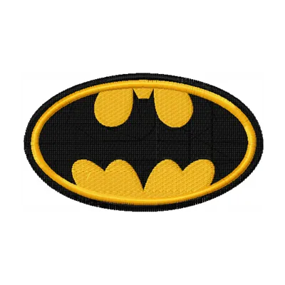 Batman logo embroidery design featuring the iconic dark knight symbol ready to stitch