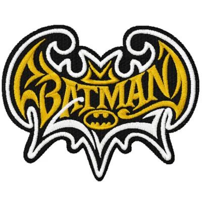 Batman modern logo embroidery design preview showing stitched pattern
