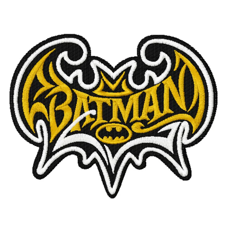 Batman modern logo embroidery design preview showing stitched pattern