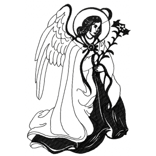 Angel with candle embroidery design - Embroidery Design