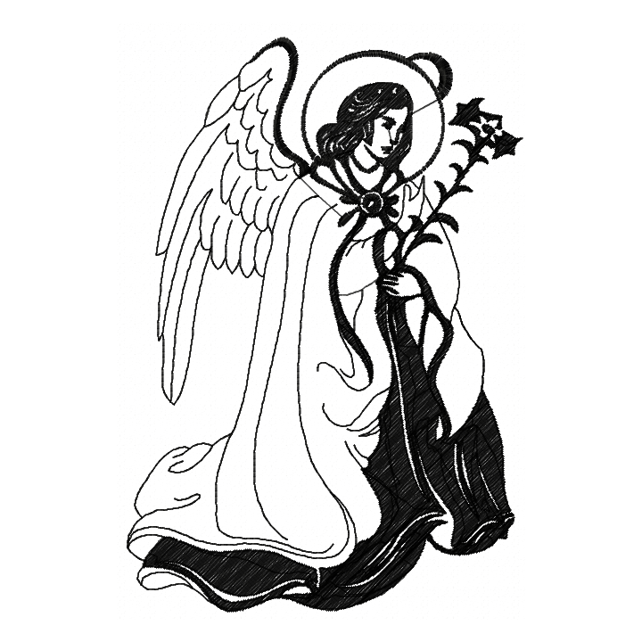 Angel with candle embroidery design - Embroidery Design