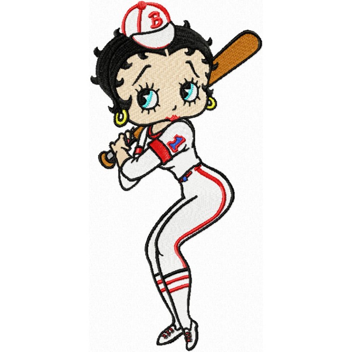 Betty Boop Baseball embroidery design - Embroidery Design
