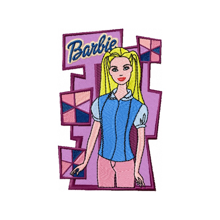 Barbie Art Style embroidery design - Embroidery Design