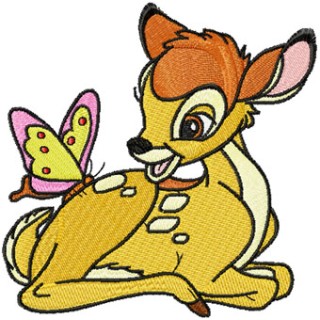 Bambi and butterfly  embroidery design - Embroidery Design
