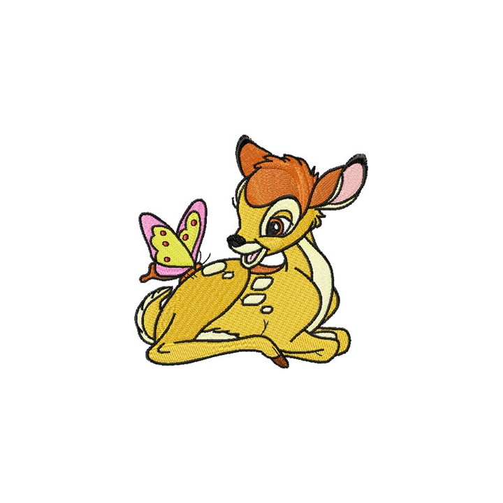Bambi and butterfly  embroidery design - Embroidery Design