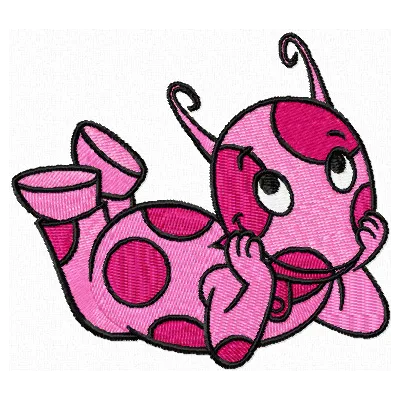 Uniqua embroidery design featuring a colorful monster character with playful details