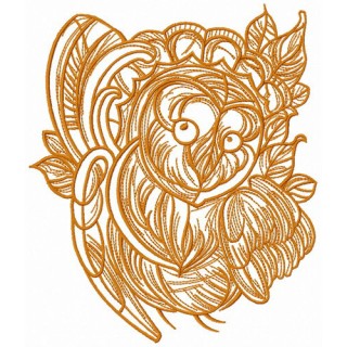 Coquet owl sketch embroidery design - Embroidery Design