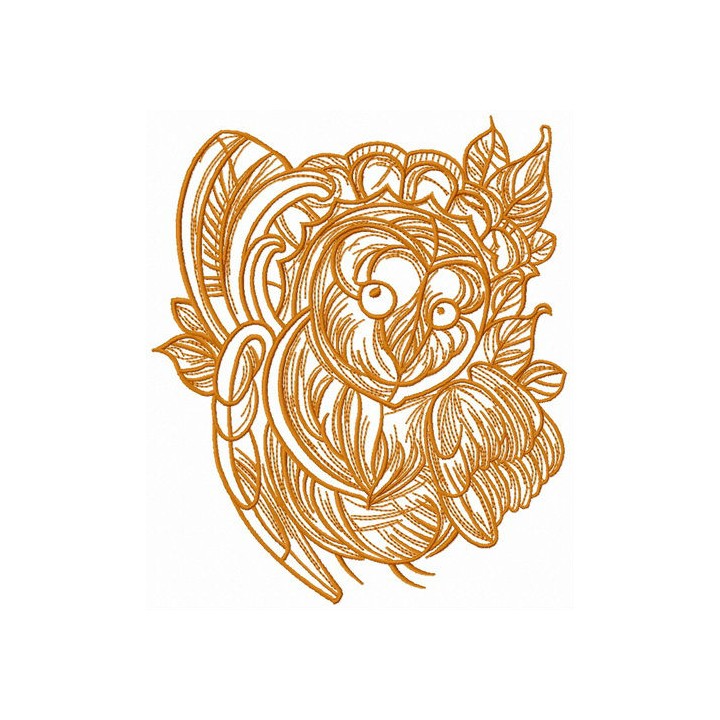 Coquet owl sketch embroidery design - Embroidery Design