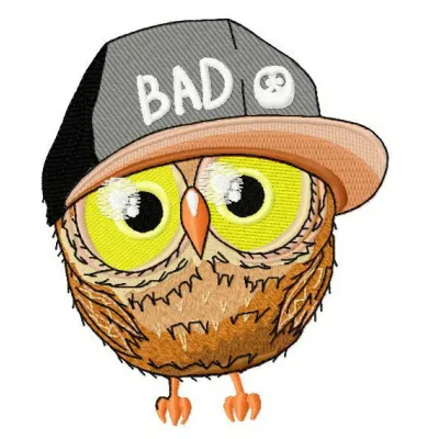 Bad owl 3 embroidery design preview showing stitched owl motif