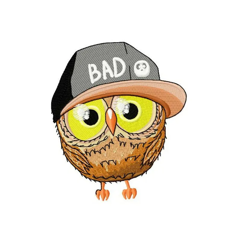 Bad owl 3 embroidery design preview showing stitched owl motif