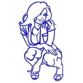 Sexy brunette 4 embroidery design - Embroidery Design